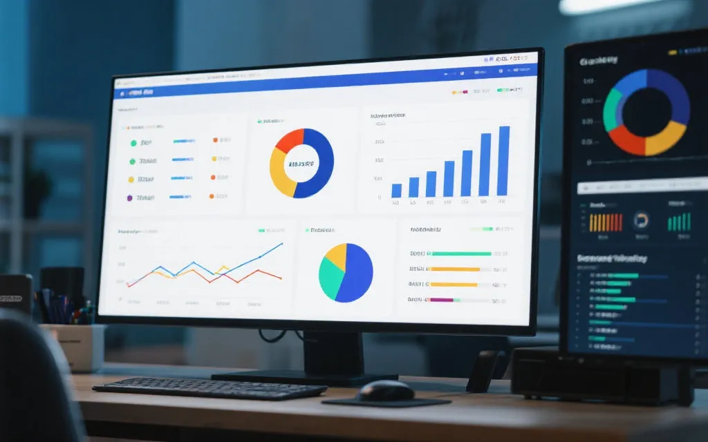 桌面显示球队数据与图表的场景